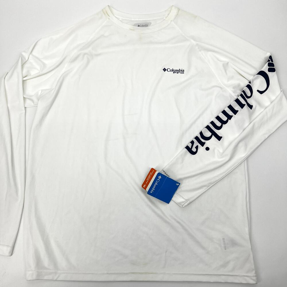 Columbia Mens PFG Terminal Tackle Long Sleeve Shirt Logo Sleeve Size L NWT